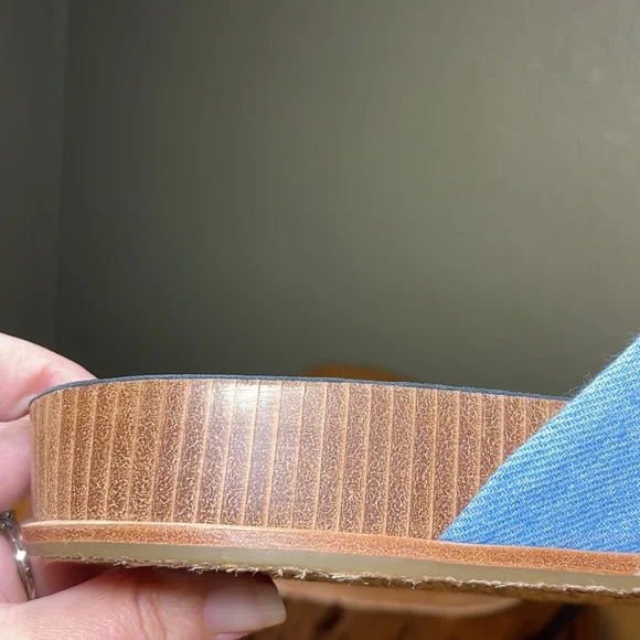 JOHNNY WAS Denim Suede Floral Tapestry Twist Slides - Picture 10 of 16